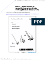 Liebherr Crawler Crane Hs843 HD 183330 Technical Information Parts Manual Operating Manual 1998 en de