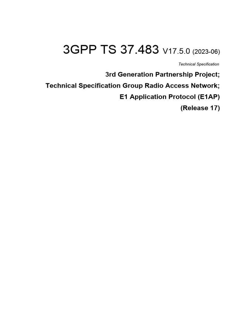 3GPP TS 37.483 | PDF | 3 Gpp | Telecommunications Standards
