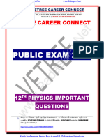 12th Physics EM Public Exam 2024 Important Questions PDF Download