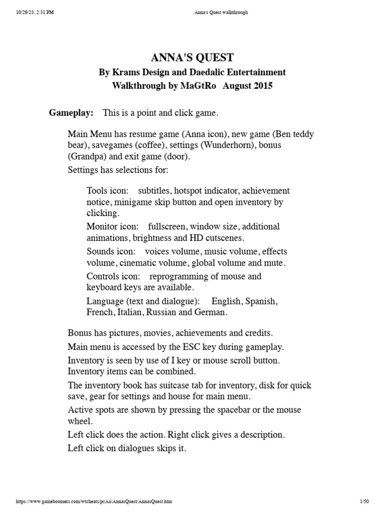 Anna s quest walkthrough pdf magician fantasy 