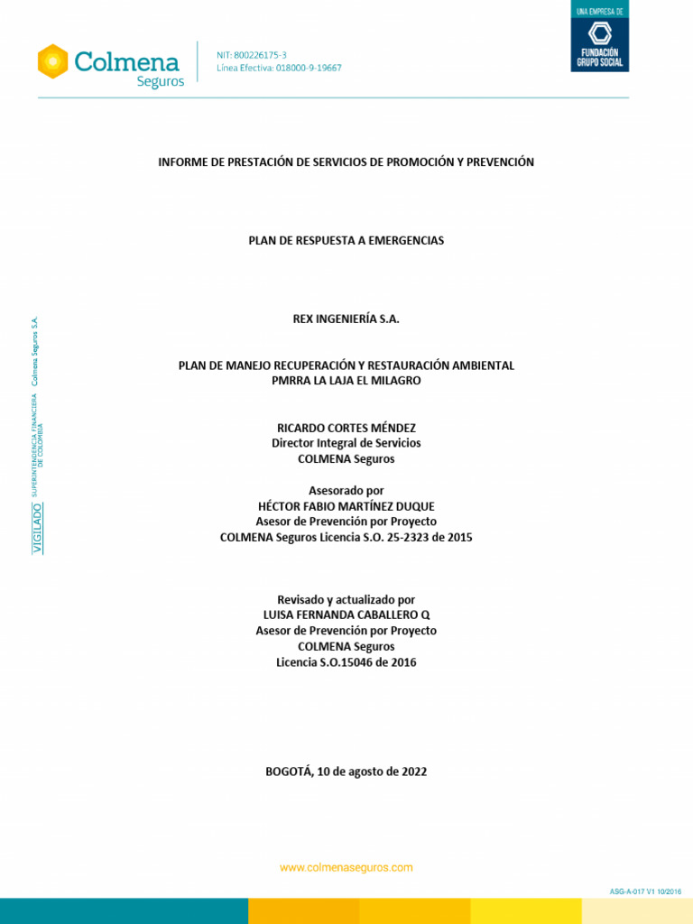 Plan de Emergencias y Contingencias Pmrra La Laja 2023 | PDF | Riesgo ...