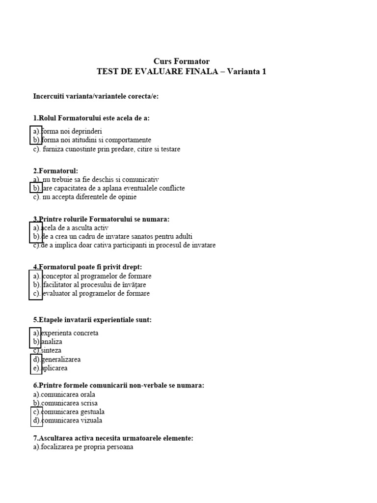 TEST Grila Formator | PDF