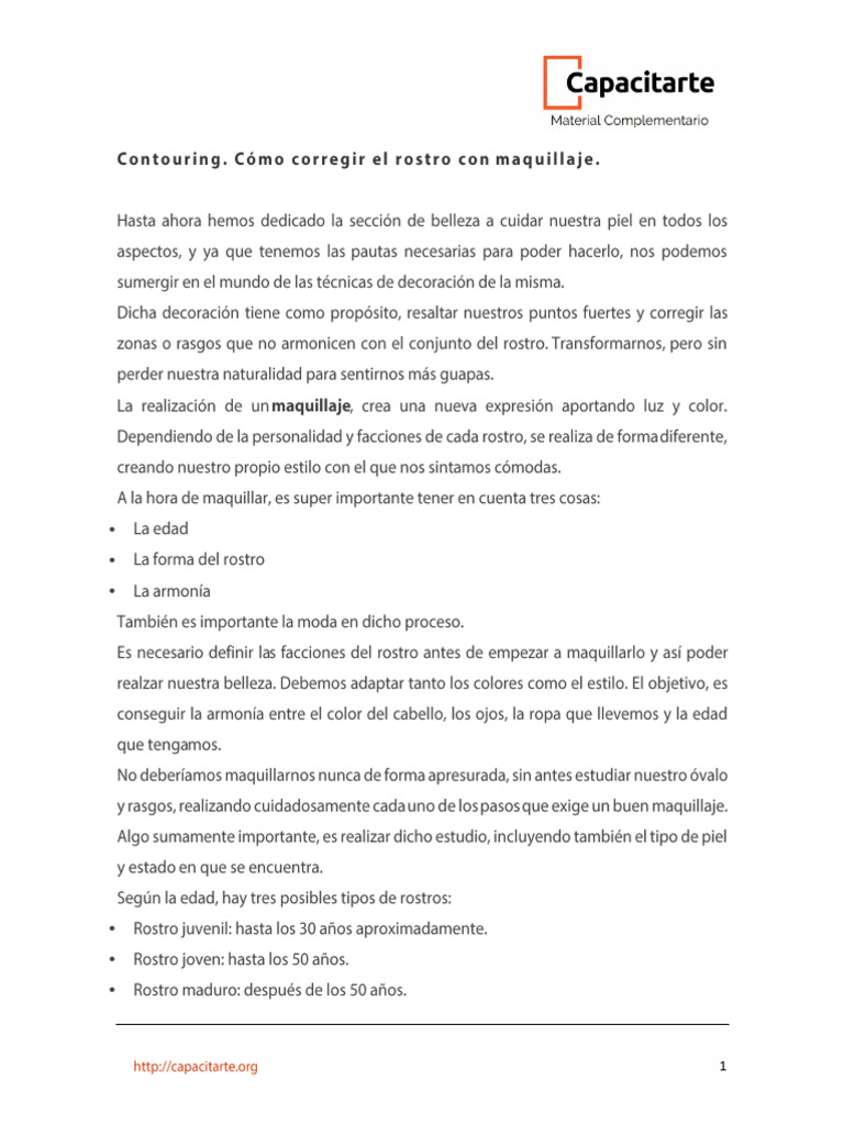 Contouring. Cómo Corregir El Rostro Con Maquillaje | PDF