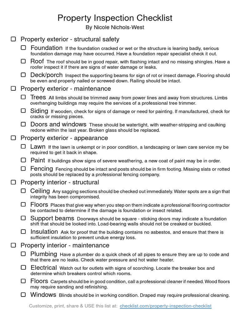 Comprehensive Property Inspection Guide | PDF