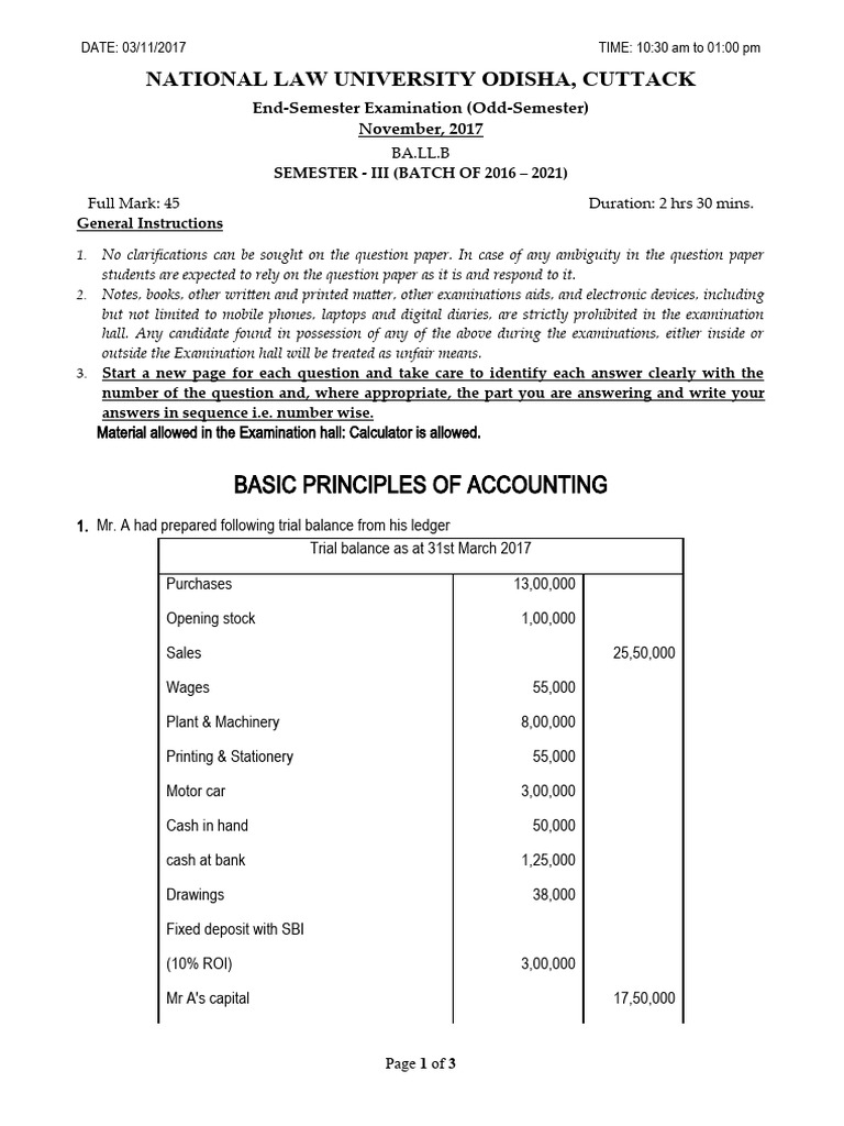 Basic principles of accounting pdf bad debt depreciation