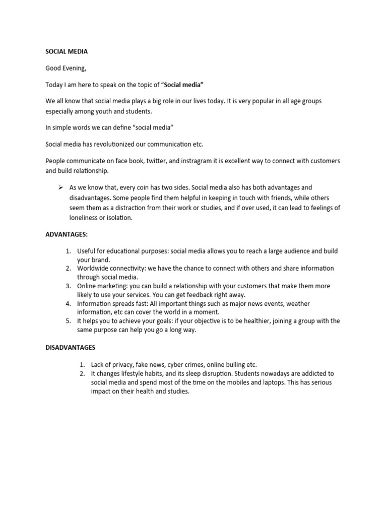 Social Media: Benefits and Drawbacks | PDF