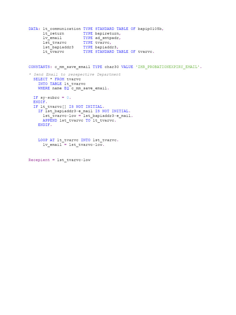 TVARVC SAP Standard Table PDF