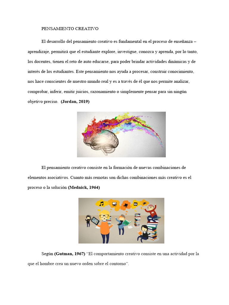 Desarrollo del Pensamiento Creativo | PDF | Crecimiento personal y ...