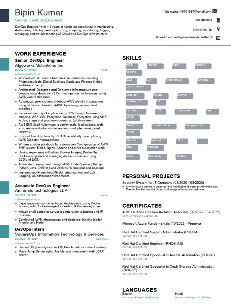 DevOps Engineer Expertise with New Relic | PDF | Amazon Web Services ...