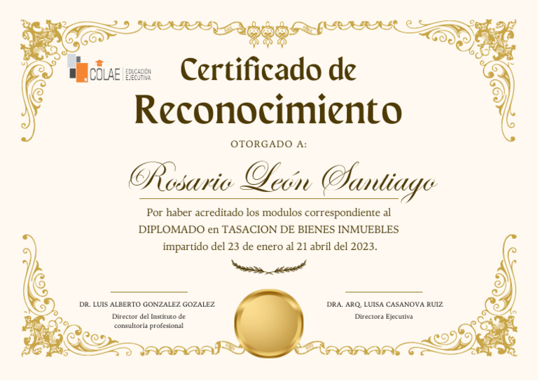 Certificado Concurso de Artes Elegante Beige | PDF