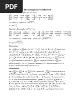 Electromagnetic Formula SheetA4