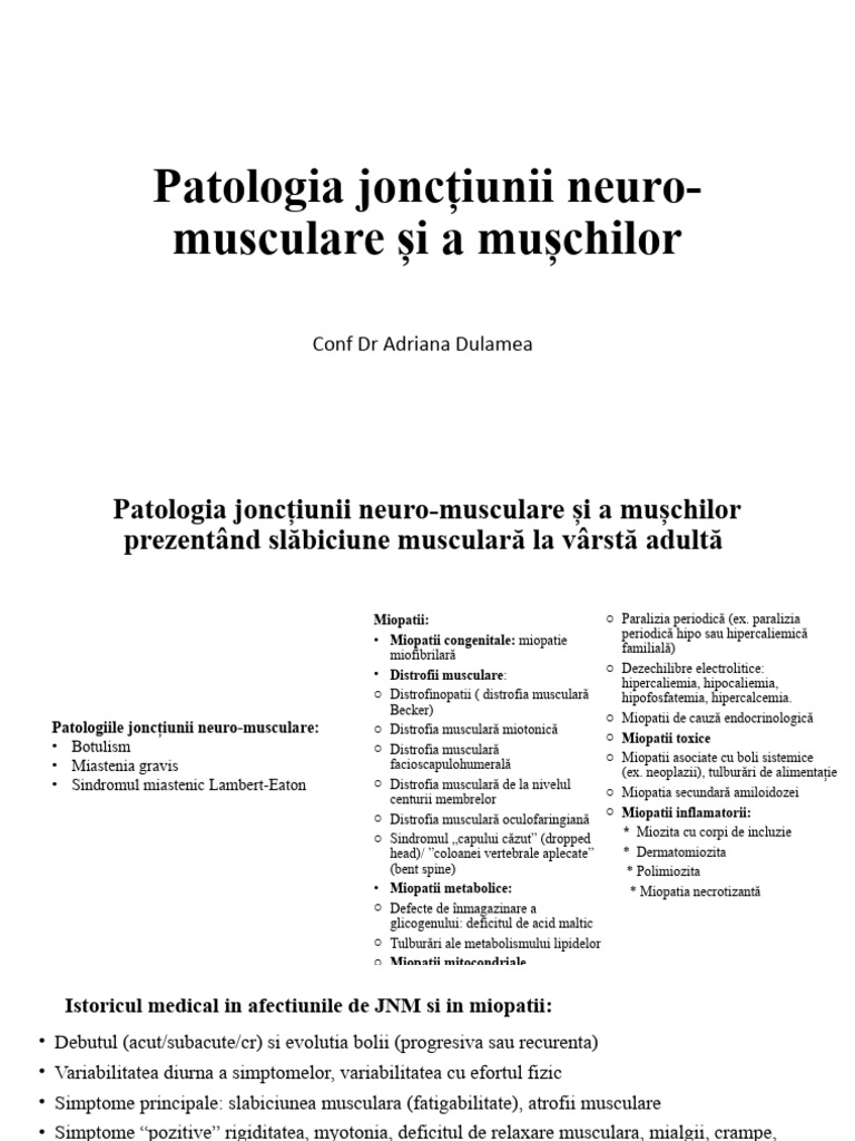 Curs Neurologie Patologia Jonctiunii Neuro-Musculare Si A Muschilor ...