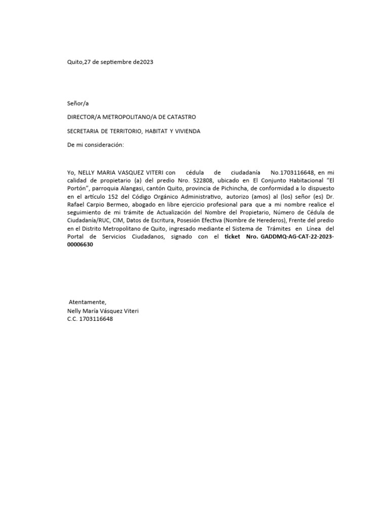 Autorizacion seguimiento de tramite pdf
