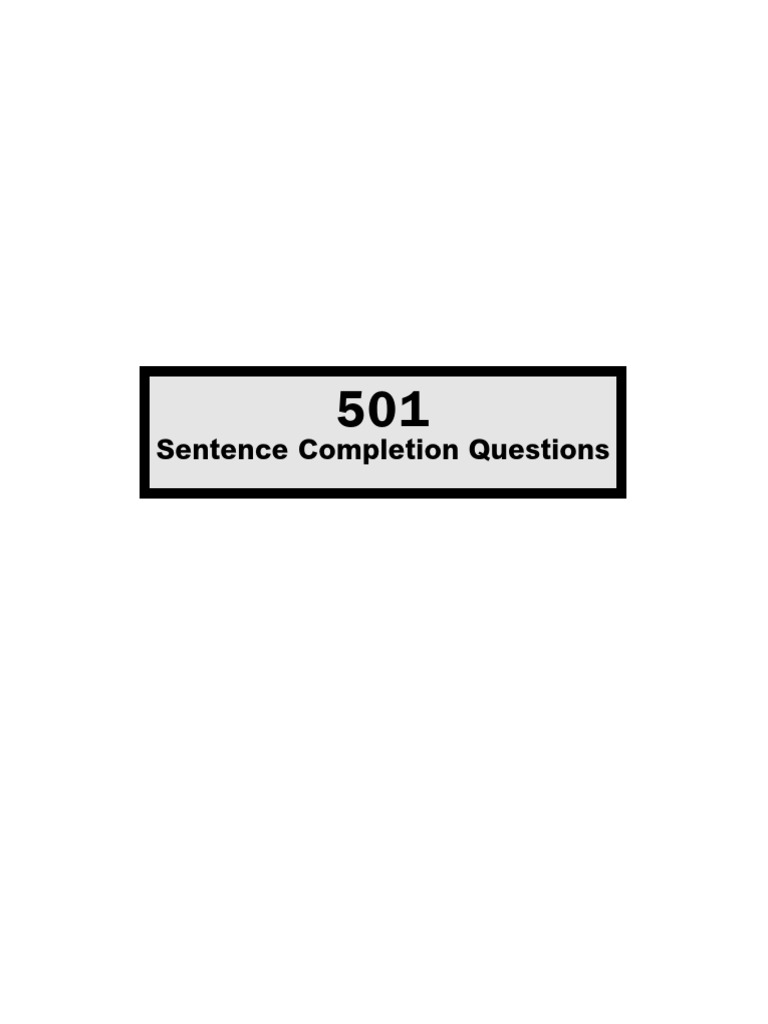 501 Sentence Comp Questions | PDF