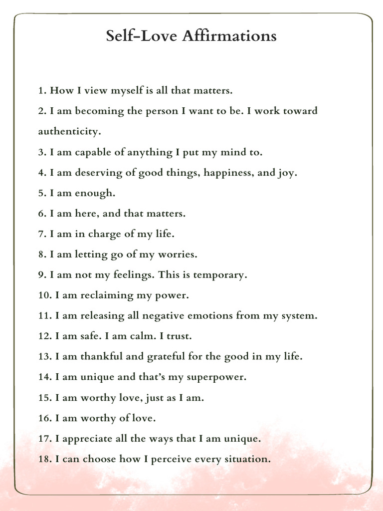 Self Love Affirmations | PDF