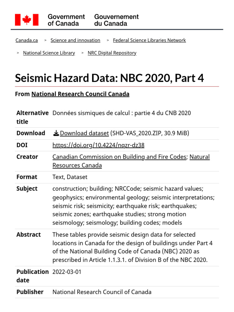 NBC 2020 Seismic Hazard Data | PDF | Science & Mathematics | Technology ...