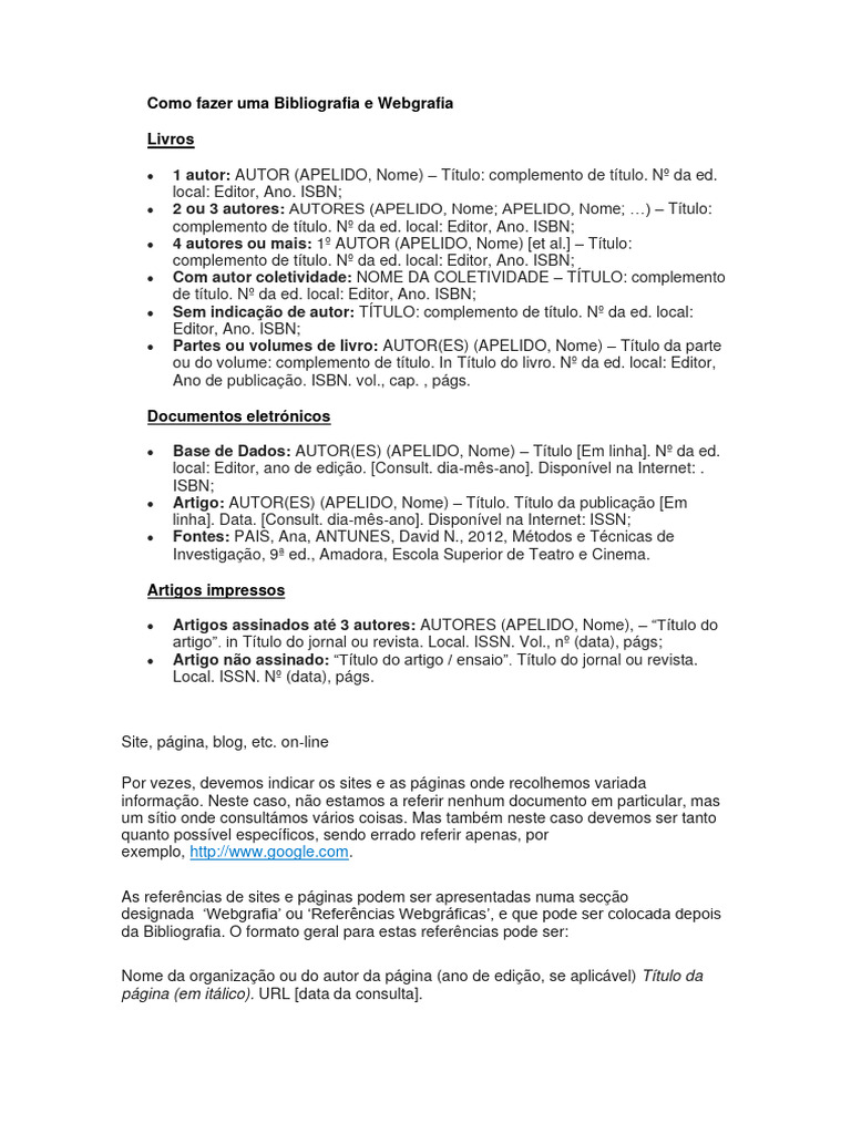 Como Criar Bibliografia e Webgrafia | PDF | Sites