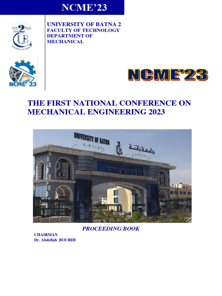 NCME'23 Mechanical Engineering Conference Proceedings | PDF | Heat ...