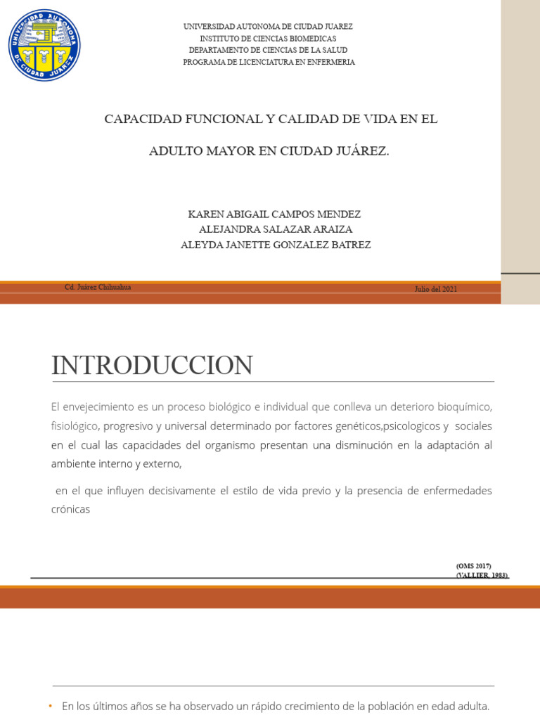 Relación entre Capacidad Funcional y Calidad de Vida en Adultos Mayores ...