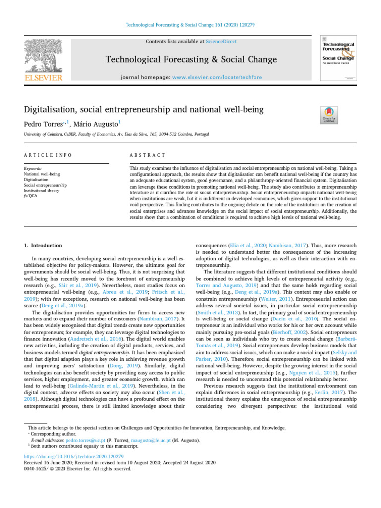Digitalisation and Social Entrepreneurship Impact | PDF ...