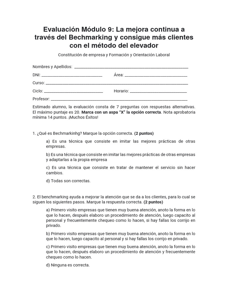 Evaluación Módulo 9 | PDF
