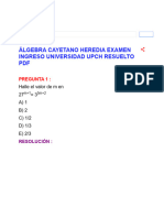 Álgebra Cayetano Heredia Examen Ingreso Universidad Upch Resuelto PDF