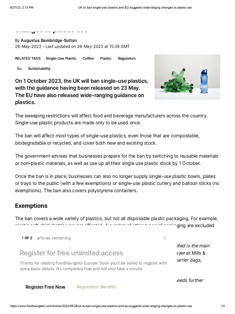 UK To Ban Single-Use Plastics and EU Suggests Wide-Ranging Changes To ...