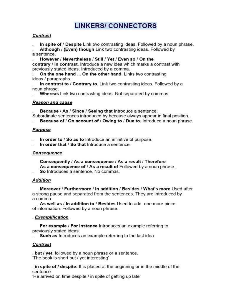 Linkers and Connectors | PDF