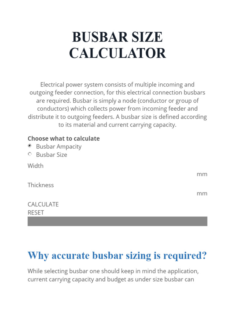 Busbar Sizing and Ampacity Calculator | PDF | Technology & Engineering