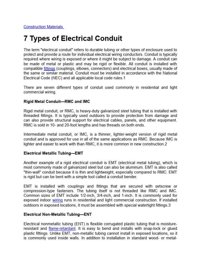 Types of Electrical Conduit Explained | PDF | Building Technology ...