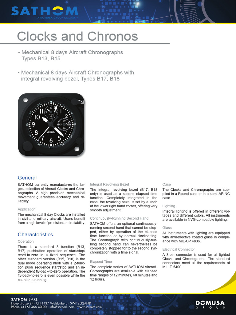 SATHOM Aircraft Chronographs Overview | PDF | Electrical Engineering ...