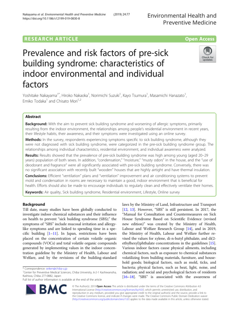 Prevalence and Risk Factors of PreSick Building Syndrome