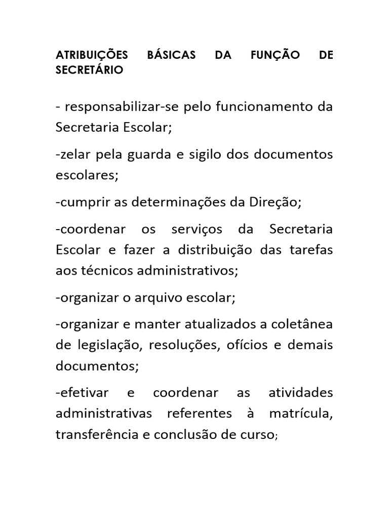 Atribuições Básicas Da Função de Secretário | PDF | Carreira e Crescimento
