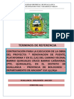 TDR Quinuales Ejecución - Huallanca 2023