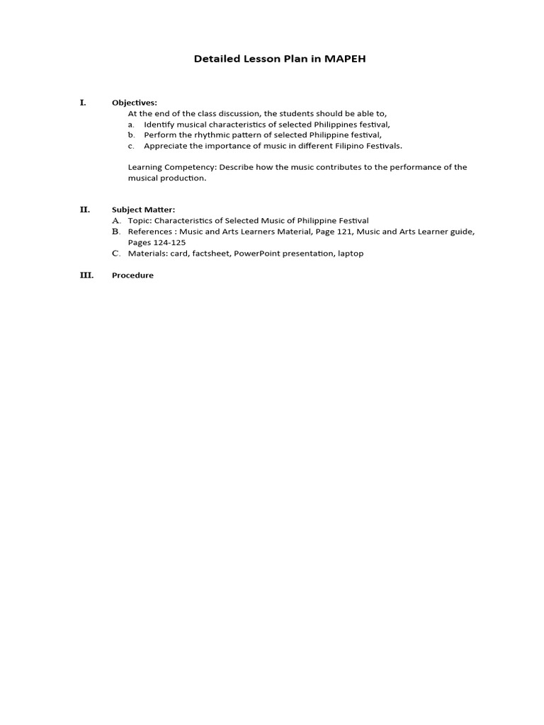 2023 Deatailed Lesson Plan Music | PDF | Rhythm | Lesson Plan