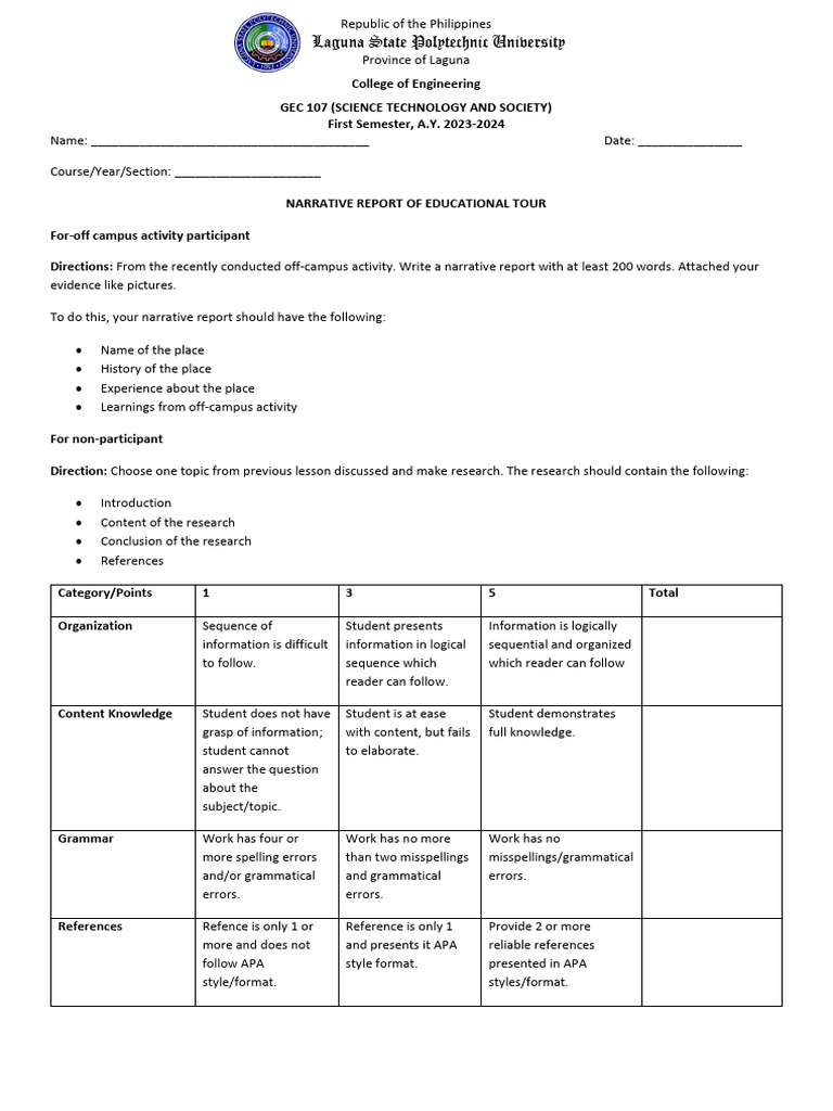 Activity For Educational Tour PDF