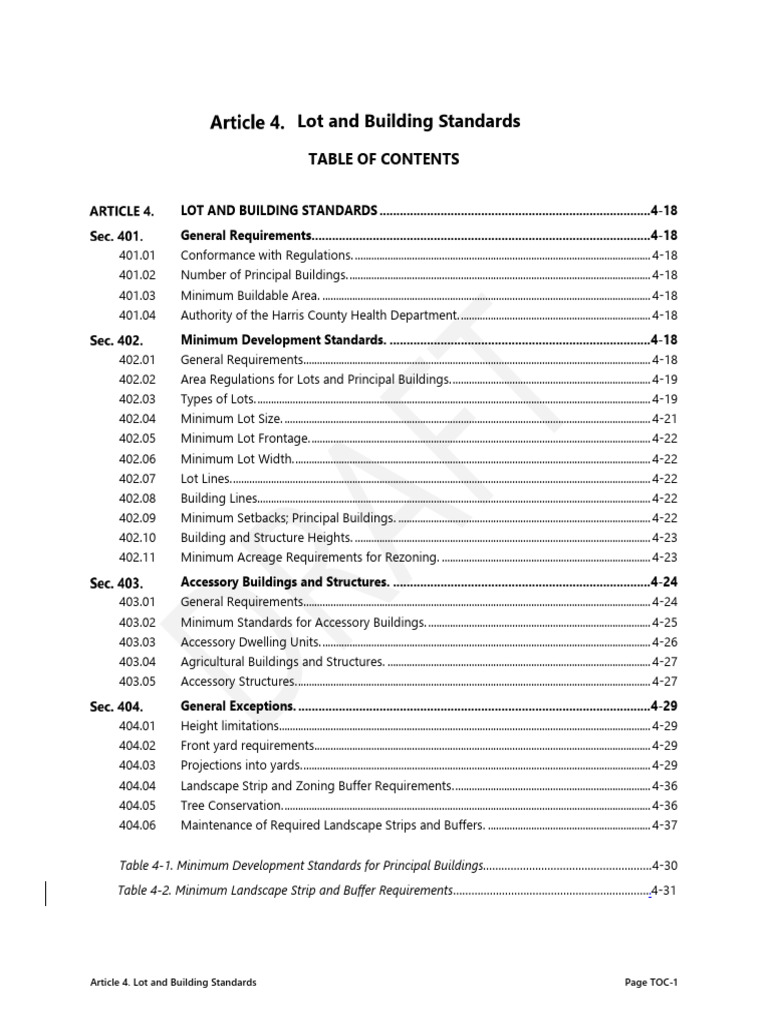 Article 4 lot and building standards draft pdf land lot zoning