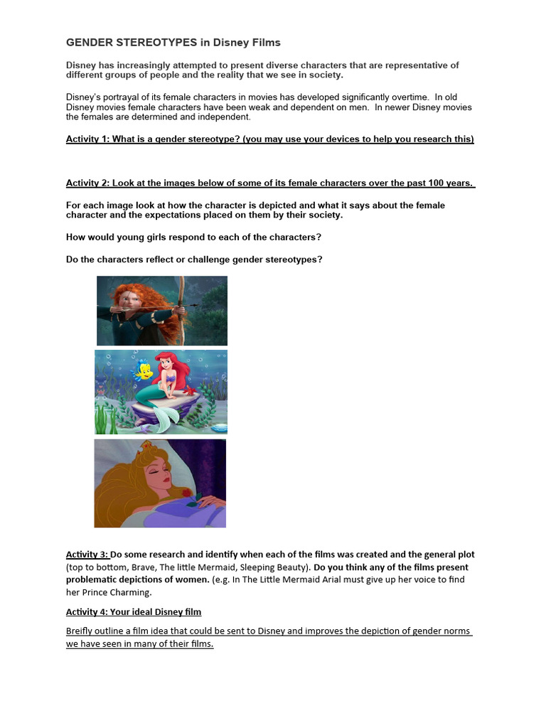 Gender stereotypes shown in Disney films PDF