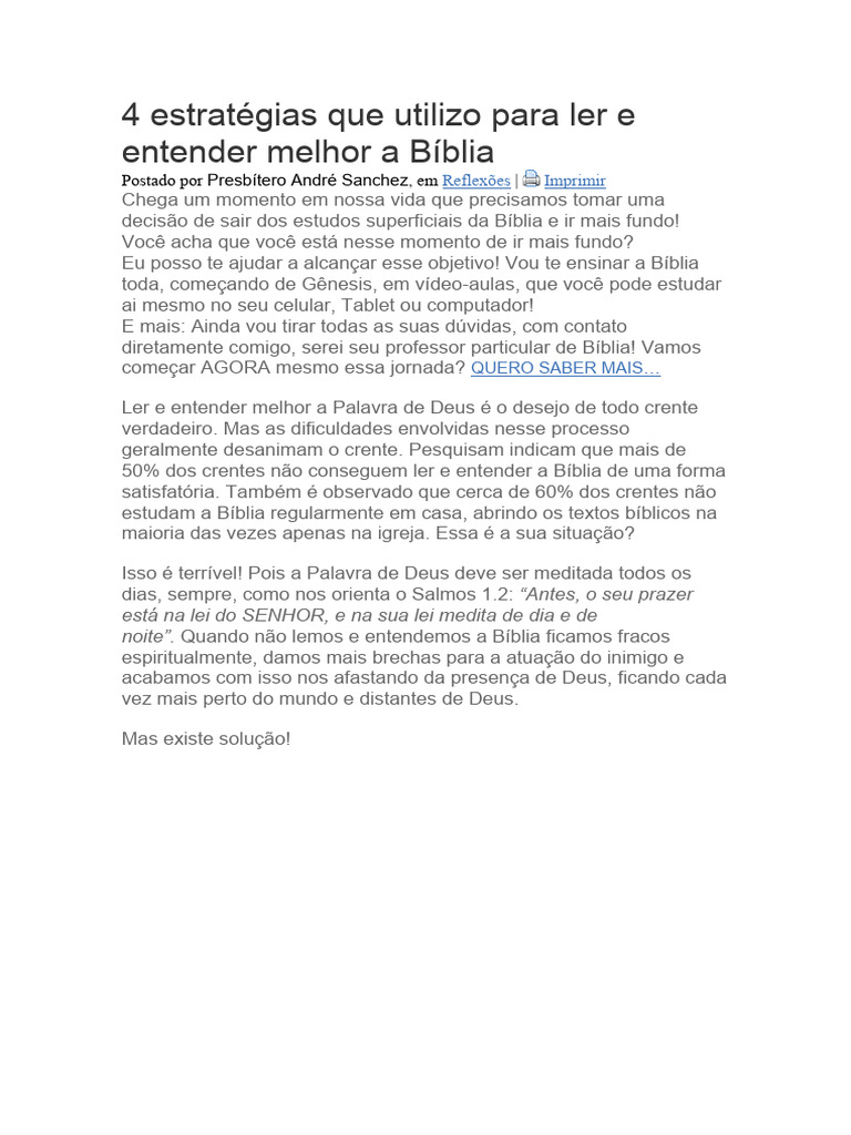 Estratégias para Entender a Bíblia | PDF | Bíblia | Tempo