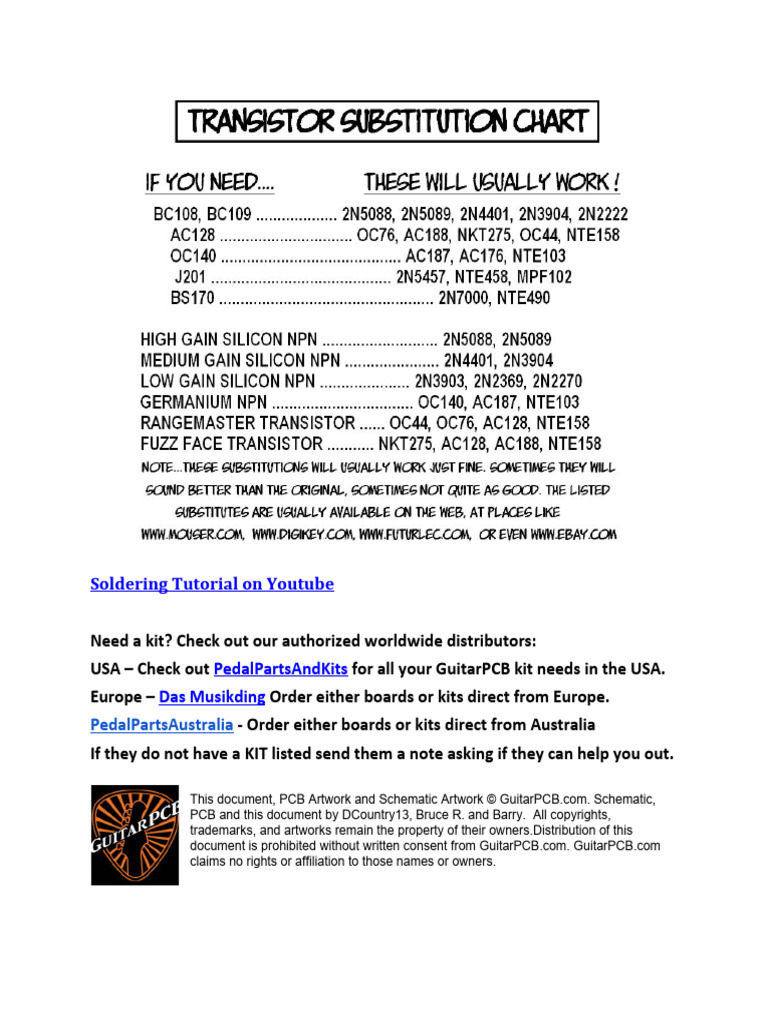 Transistor Substitution Chart PDF