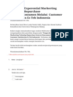 Pengaruh Experential Markerting Terhadap Repurchase Interest Konsumen Melalui Customer Satisfaction Es Teh Indonesia