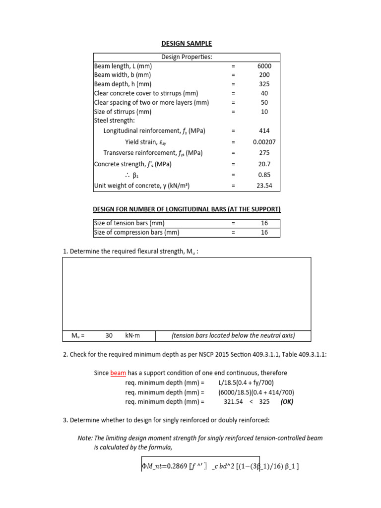Singly Reinforced Beam Design Guide | PDF