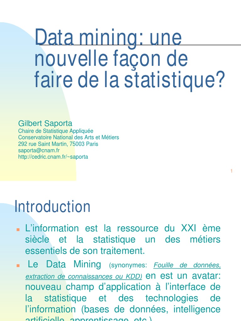 Dm Et Statistique Ppt Pas Ouf Mais 1 Ou 2 Citation Minage Des Donnees Informatique