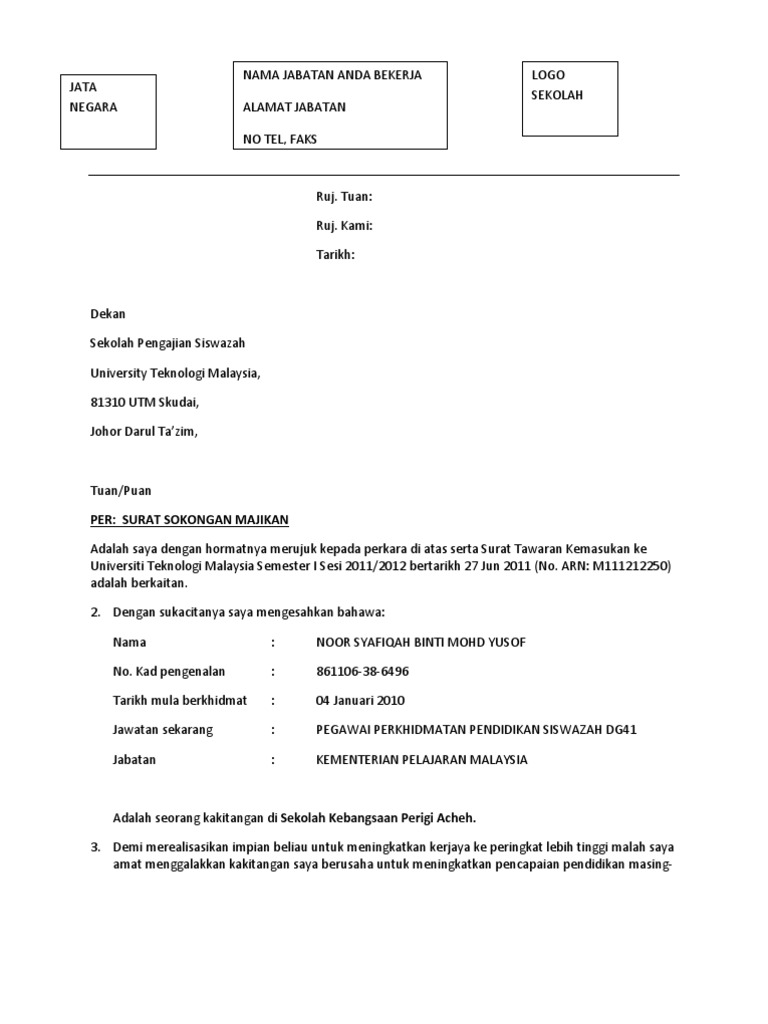 Contoh Surat Rasmi Untuk Pengetua Sekolah - Surasmi L Contoh Surat Rasmi Untuk Pengetua Sekolah - Surasmi L