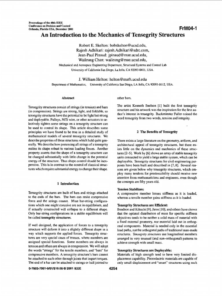 Mechanics of Tensegrity Structures | PDF | Stress (Mechanics) | Tension ...