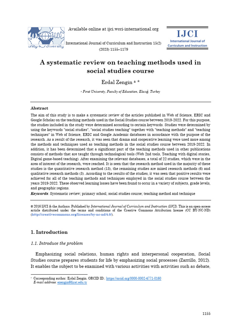 Teaching Methods in Social Studies Review | PDF | Learning | Teachers