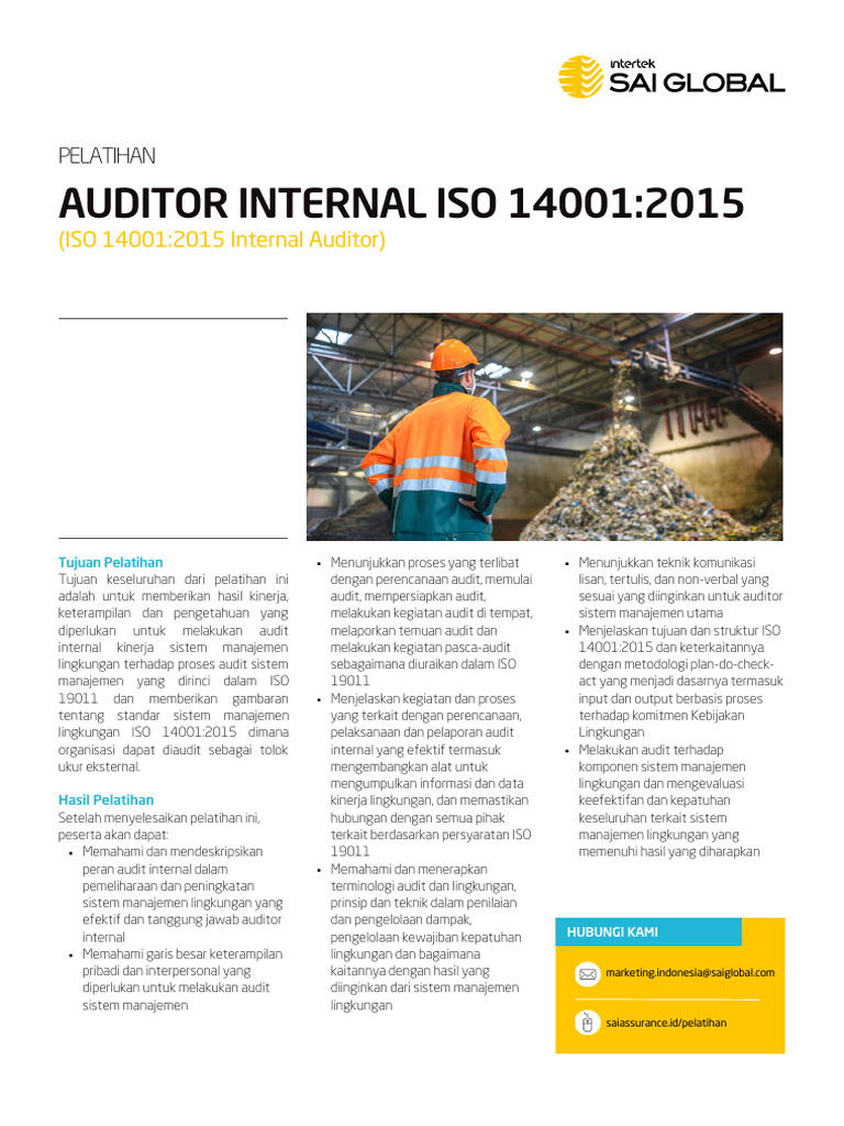 ISO 14001 2015 Internal Auditor Training Syllabus | PDF