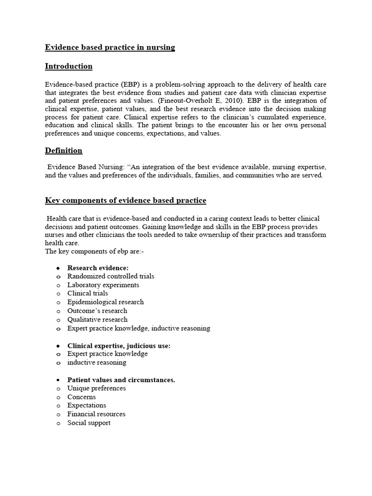 Evidence-Based Practice in Nursing | PDF | Evidence Based Medicine ...