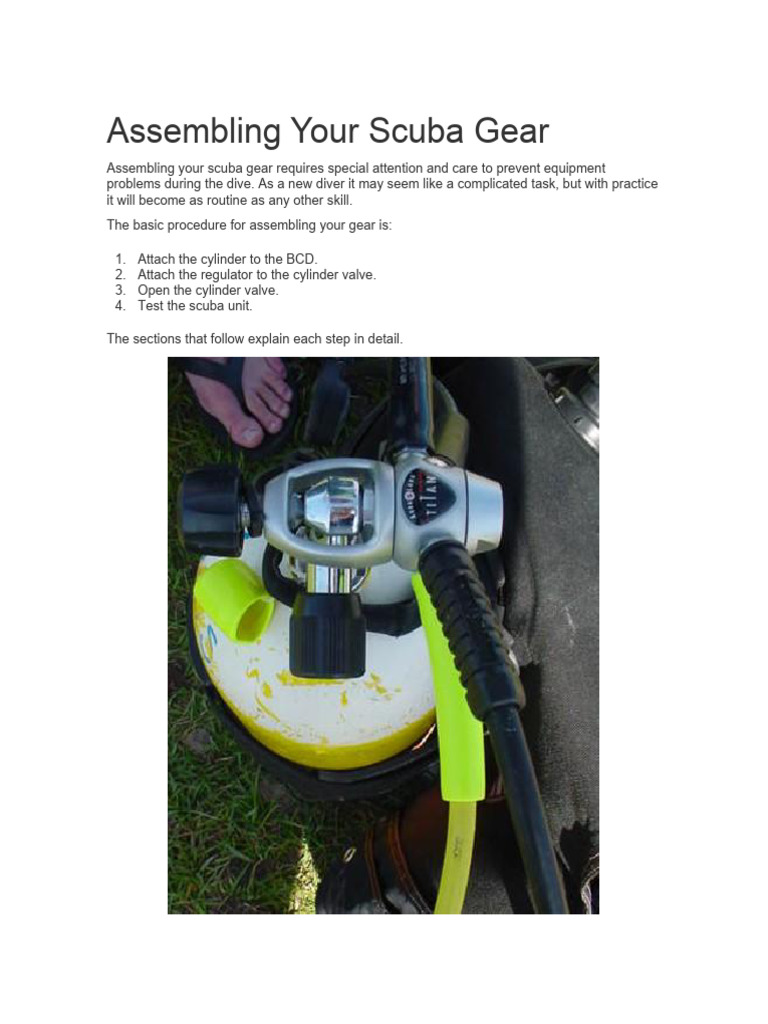 Diving Gear Setup Instructions PDF Scuba Diving Underwater Diving