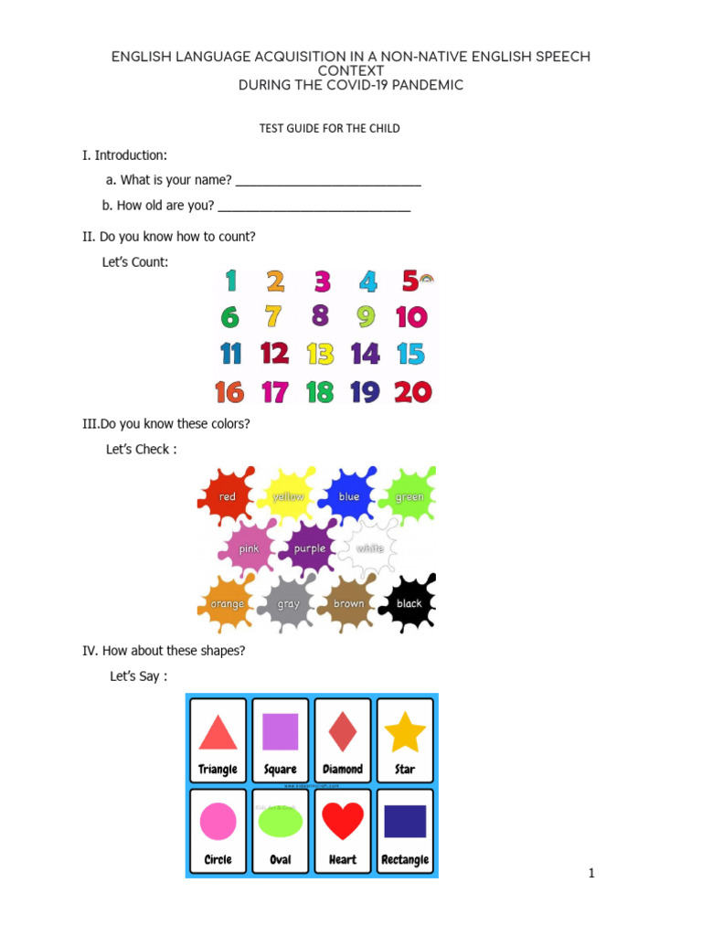 English Language Test Guide for Kids | PDF | Linguistics | Human ...